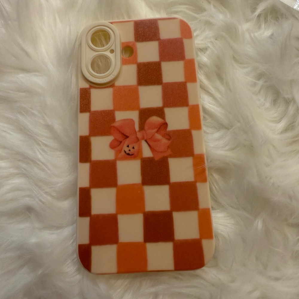 iphone 16 Checkered halloween Phone Case with Bow